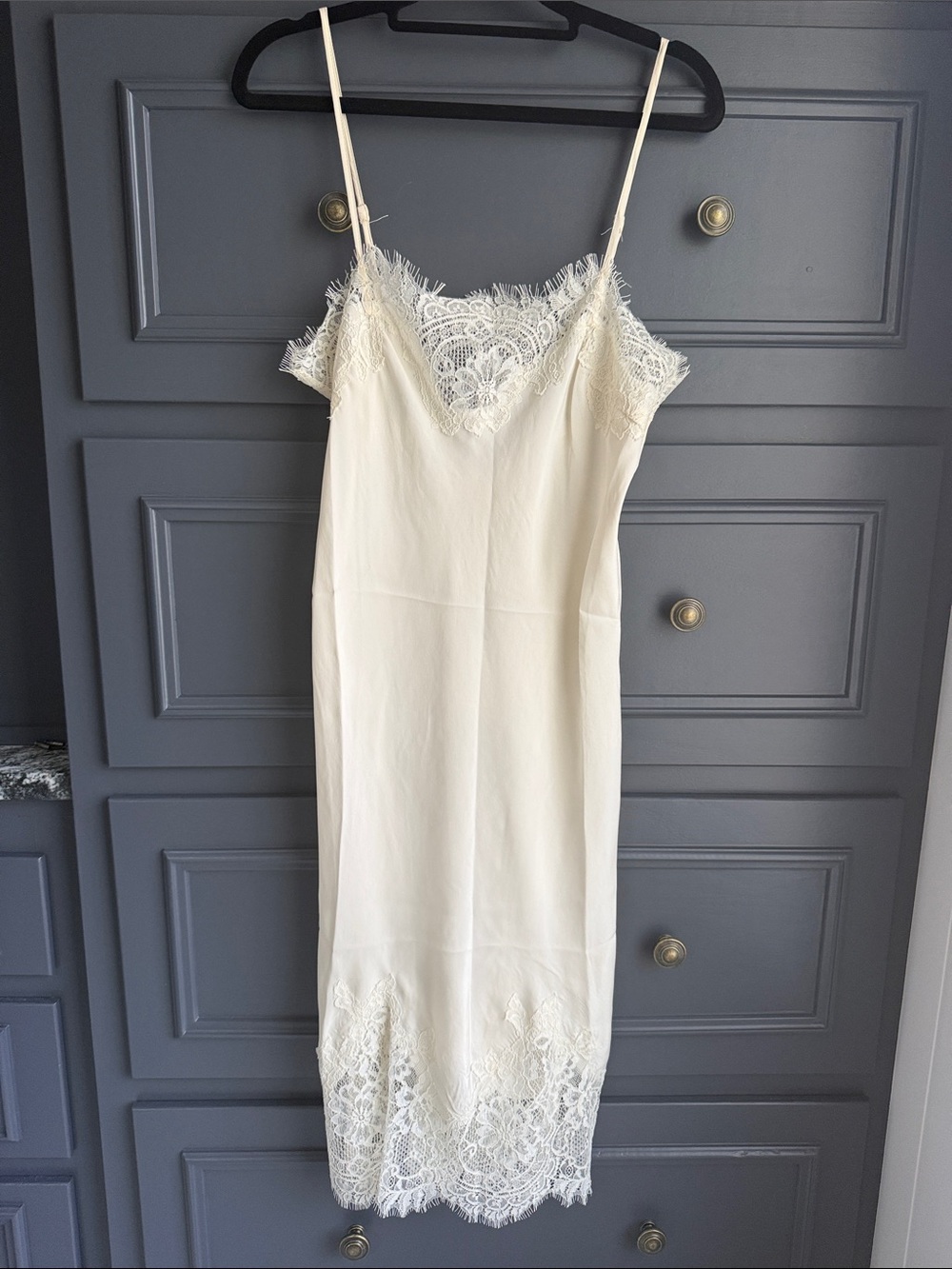 Gold Hawk 💯 silk Ivory Slip Dress